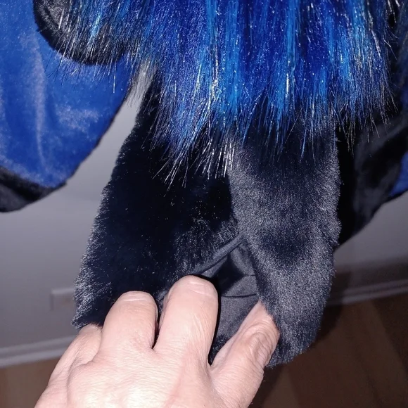 Shaci Blue- Blue and Black Faux Fur Coat W Sz Small - Picture 5 of 12